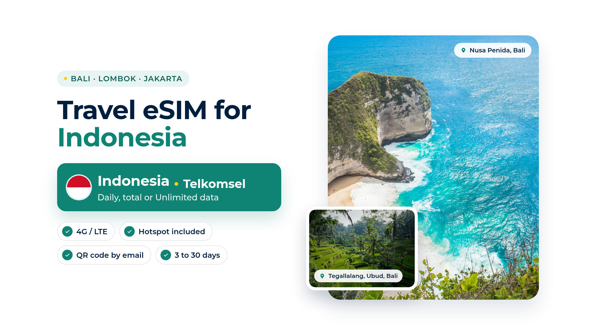 Indonesia Travel eSIM | Bali & all Indonesia, also TH, MY & SG