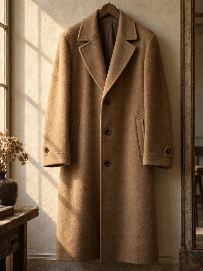 Manteau en laine camel