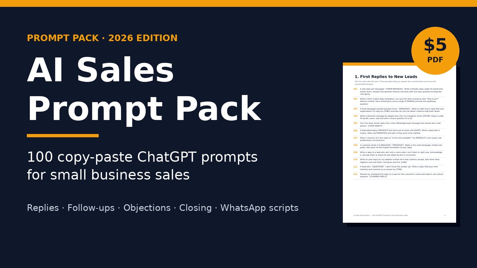 AI Sales Prompt Pack: 100 ChatGPT Prompts for Small Business Sales