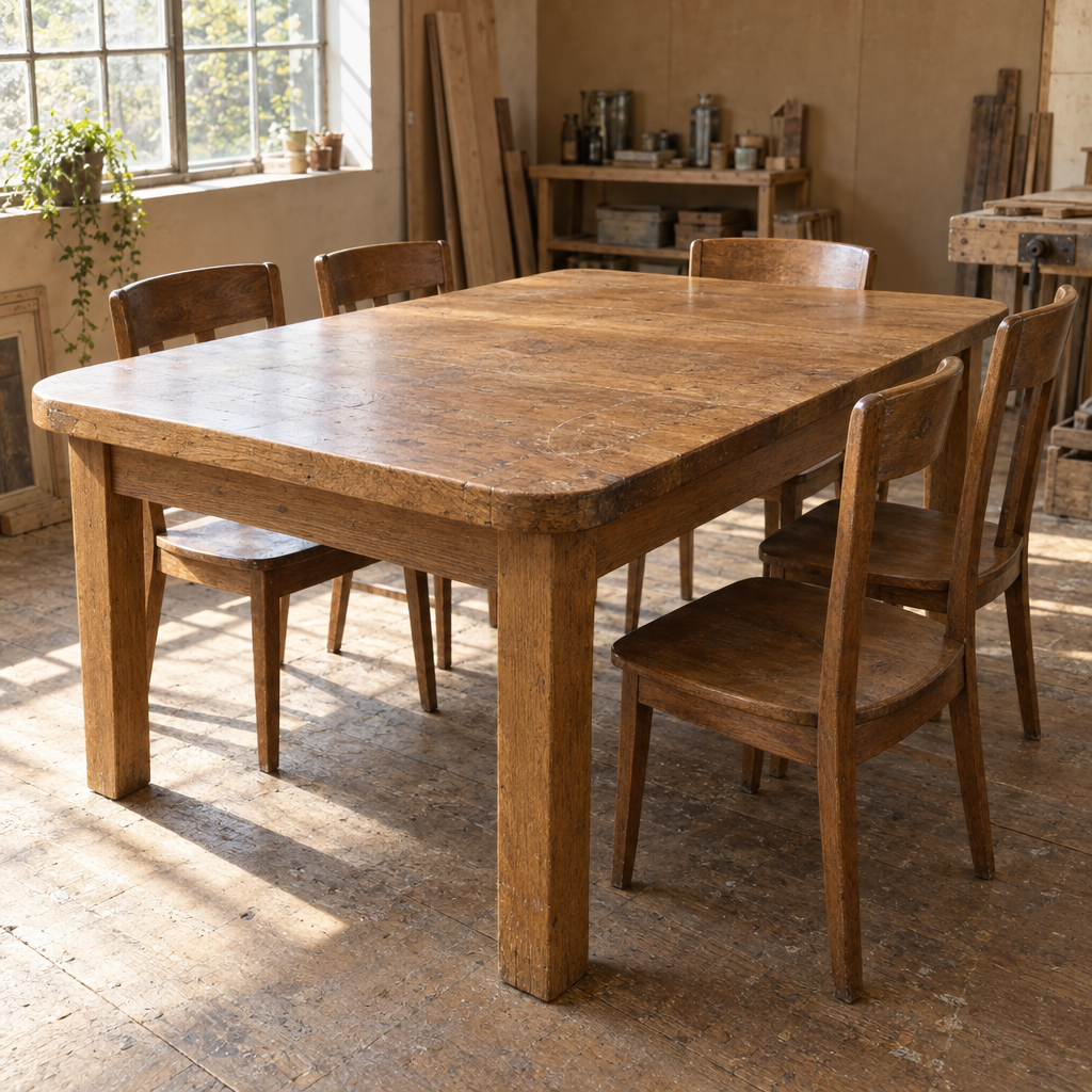 Solid oak dining table