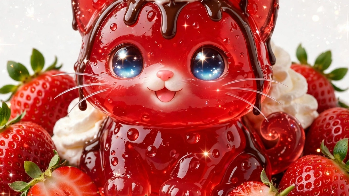 Strawberry Jelly Cat Plushie