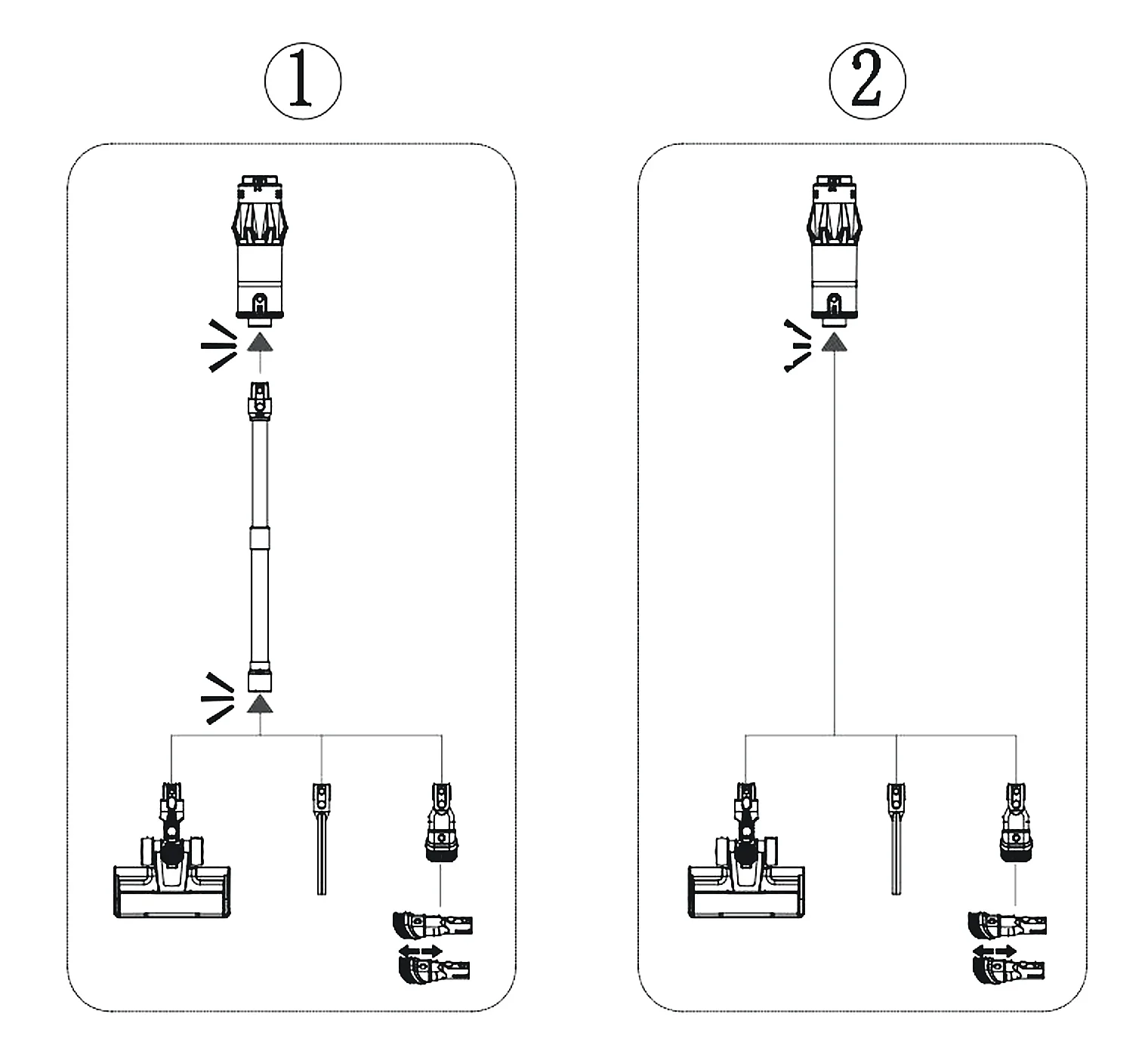 Drawing: 1, stick with the tube and the floor head or a tool; 2, handheld with a tool straight on the body