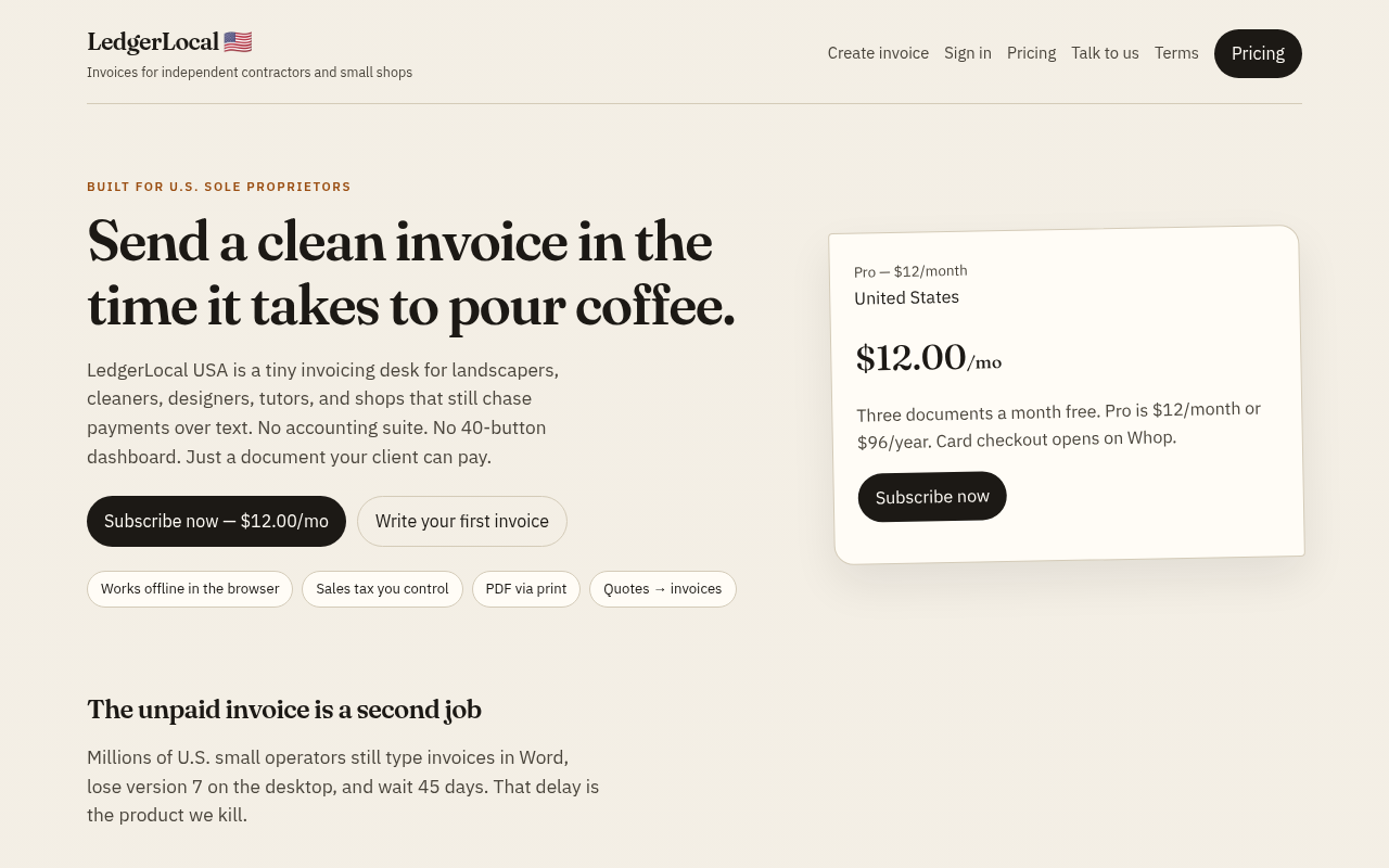 LedgerLocal Pro — Invoices & Quotes for Small Businesses