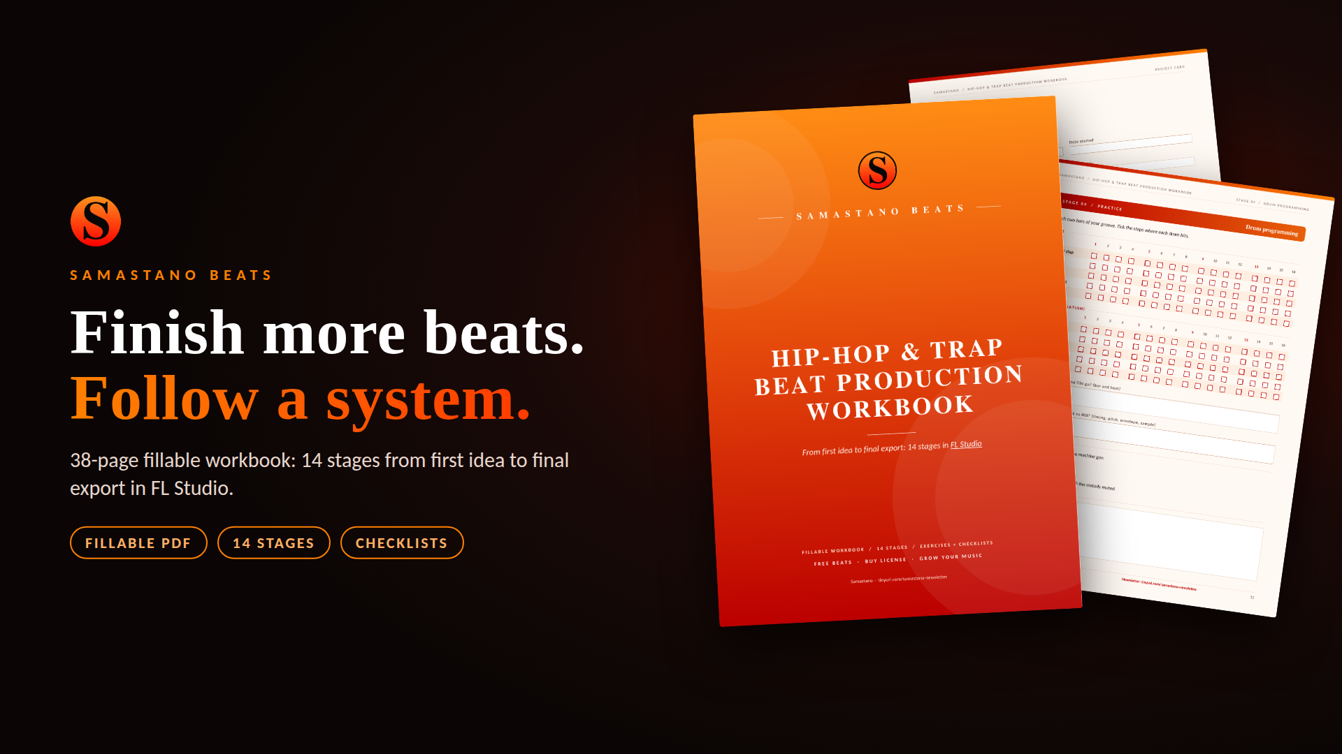 Hip-Hop & Trap Beat Production Workbook (38 pages, fillable PDF)