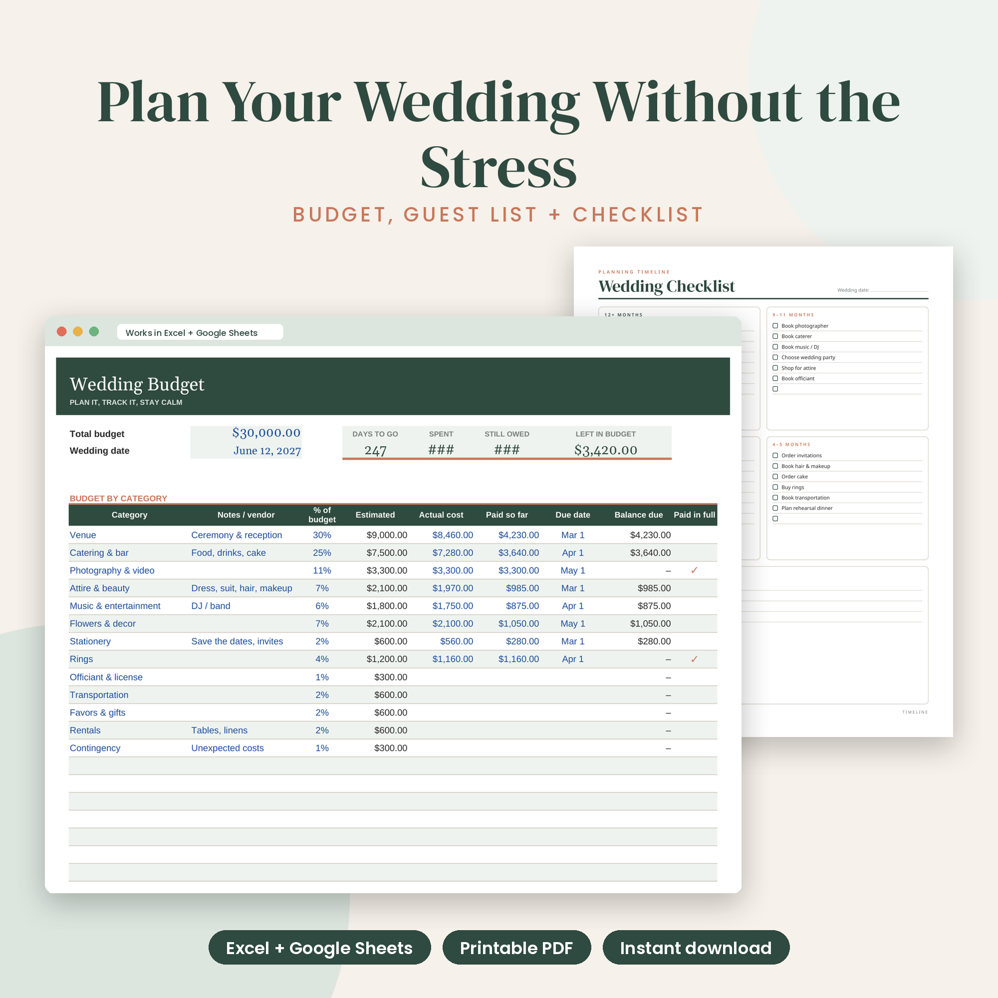 Wedding Planner Budget Guest List