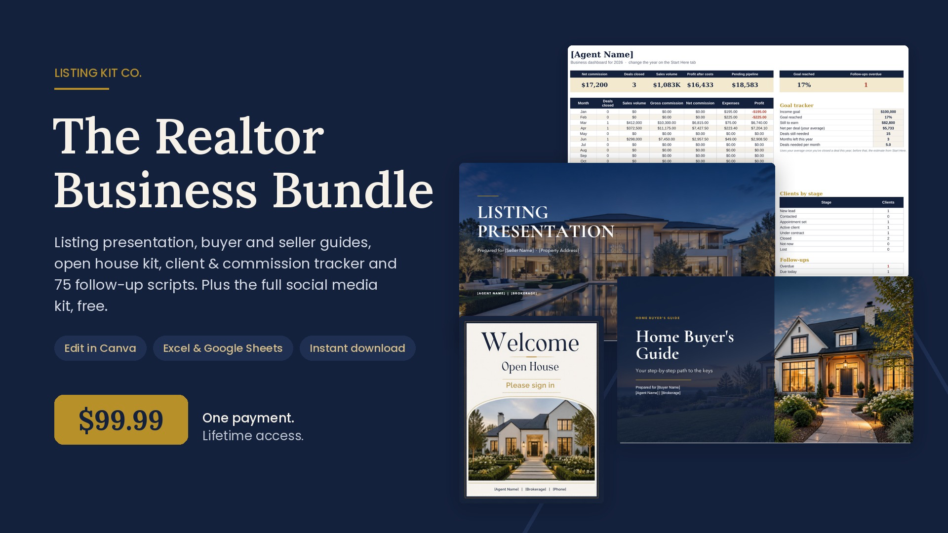 Realtor Business Bundle: Listing Presentation, Buyer & Seller Guides + CRM
