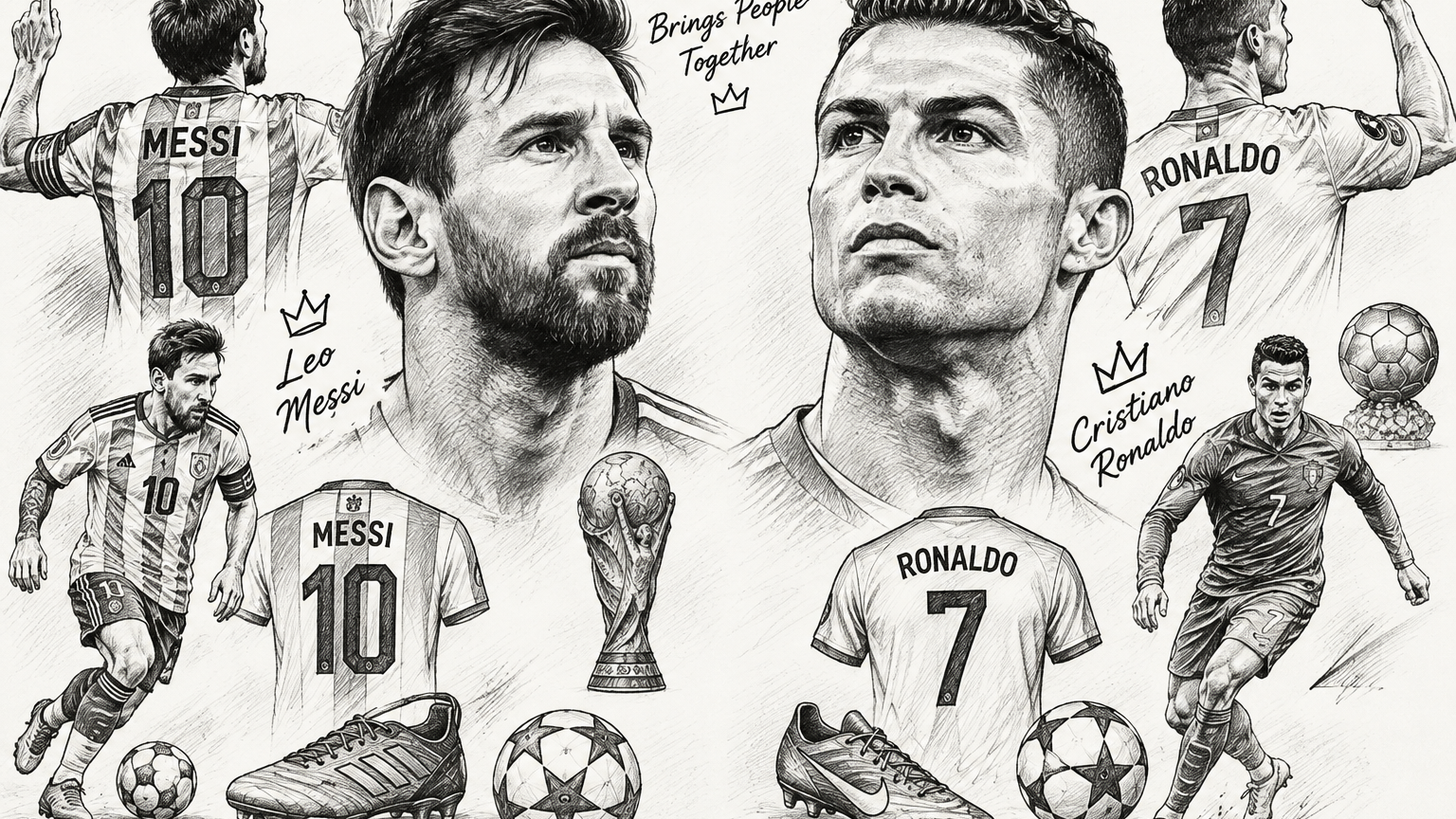 Messi & Ronaldo Pencil Art ⚽ 