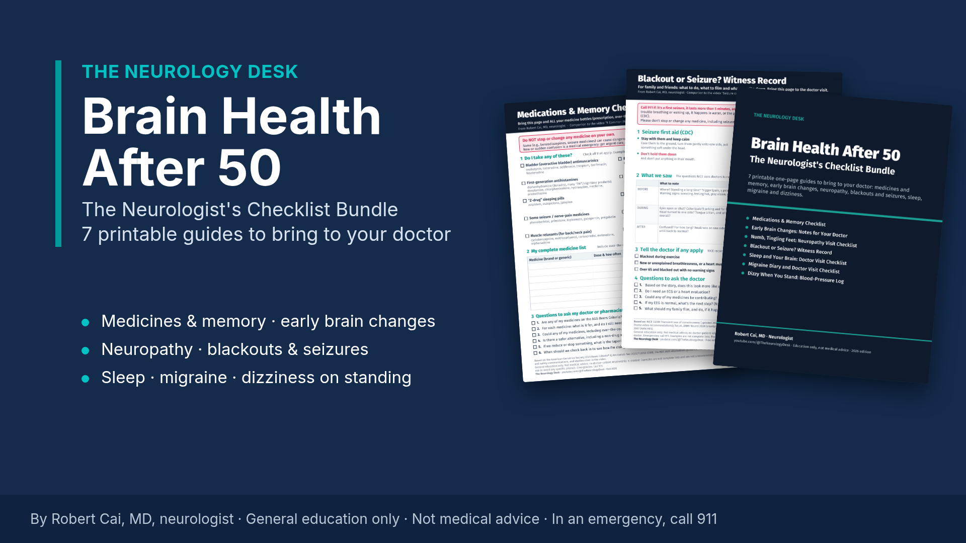 Brain Health After 50: The Neurologist's Checklist Bundle