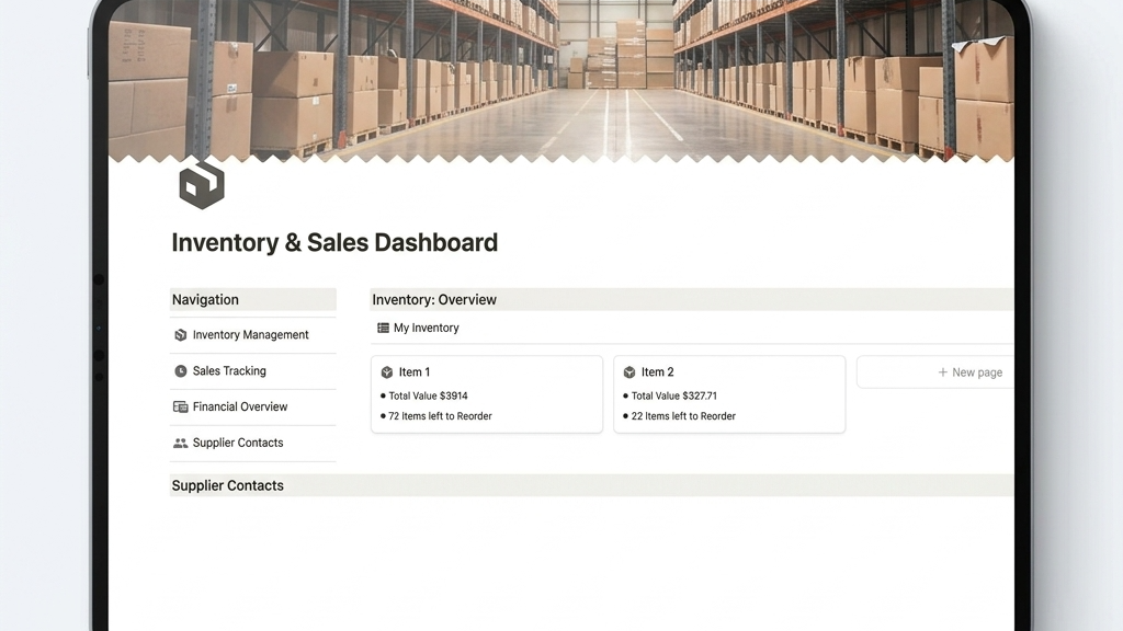 Inventory & Sales Dashboard Notion Template