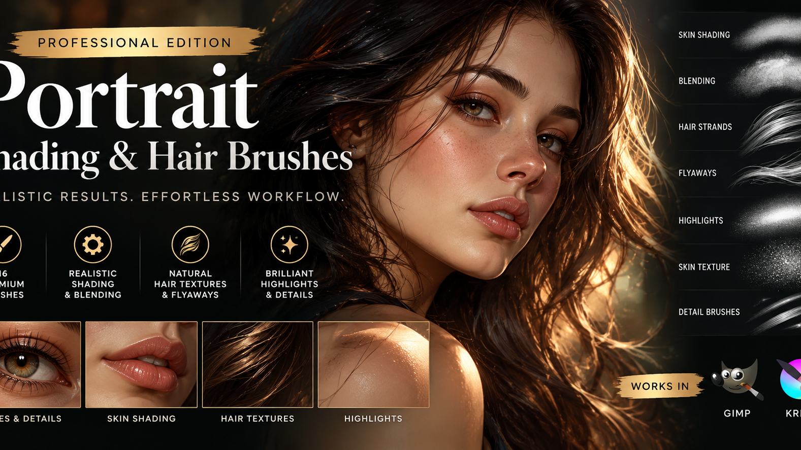 Portrait Shading & Hair Brushes