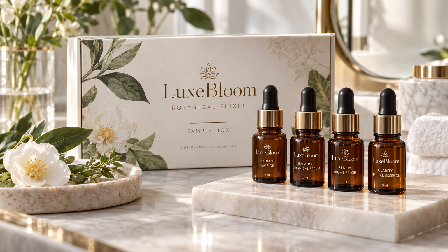 LuxeBloom Botanical Elixir Sample Box