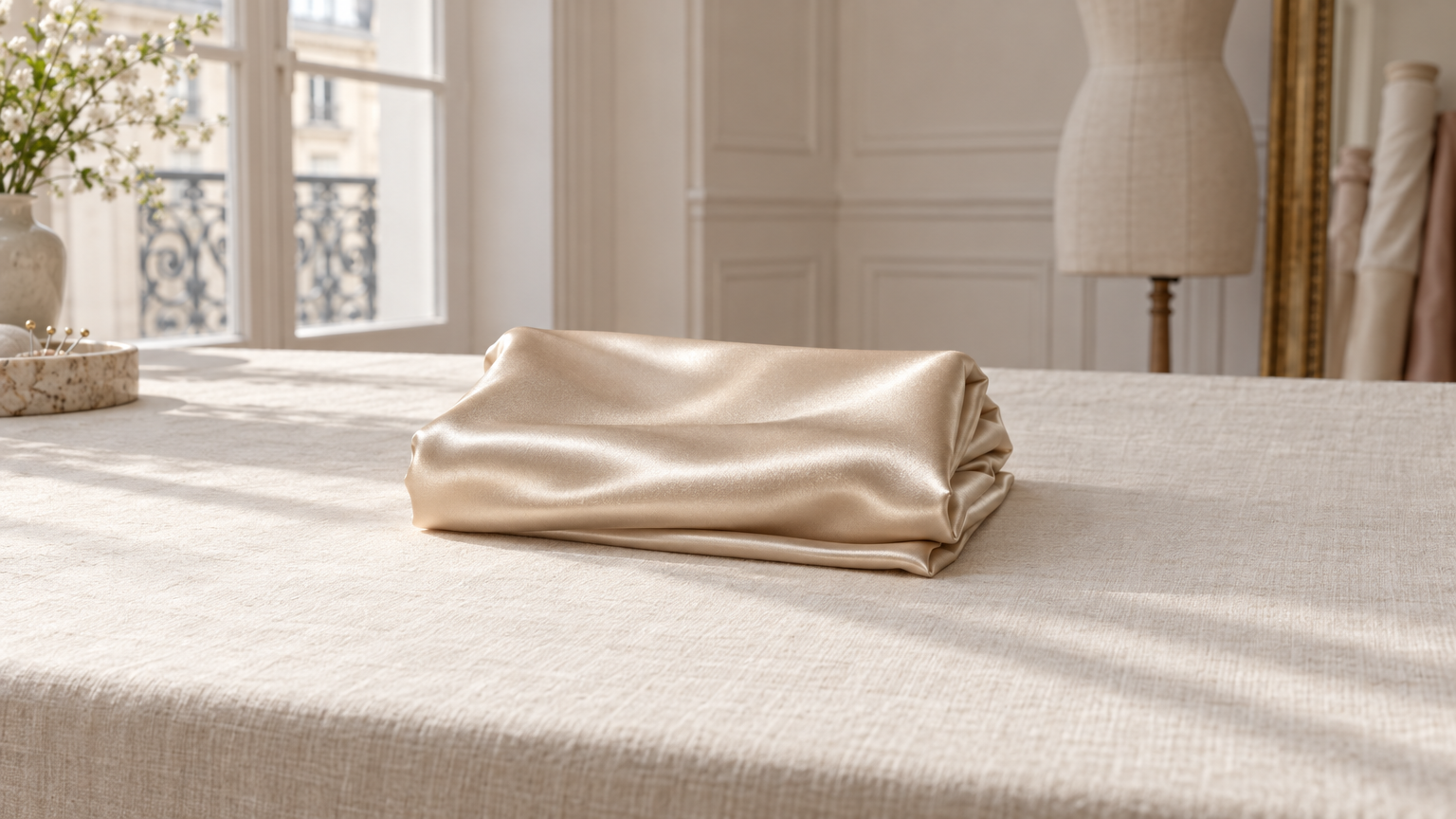 Satin duchesse champagne