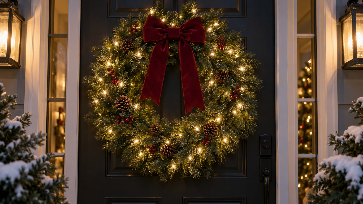 Lighted Pine Wreath
