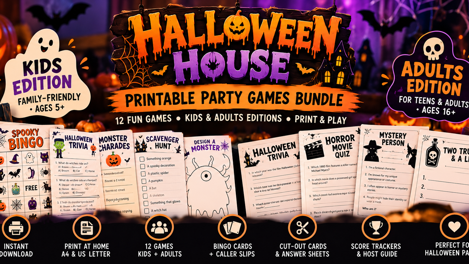 Printable Halloween Party Games Bundle