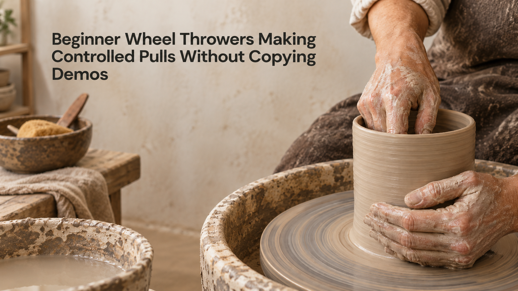 Beginner Wheel Throwers Making Controlled Pulls Without Copy Demos, Clay Pottery