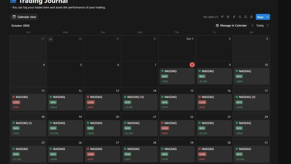 Notion Trading Journal