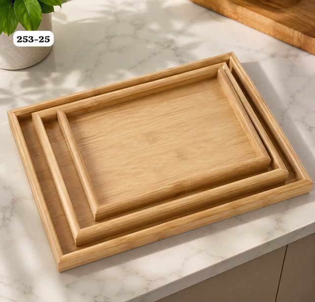 Juego de 3 bandejas de bambú