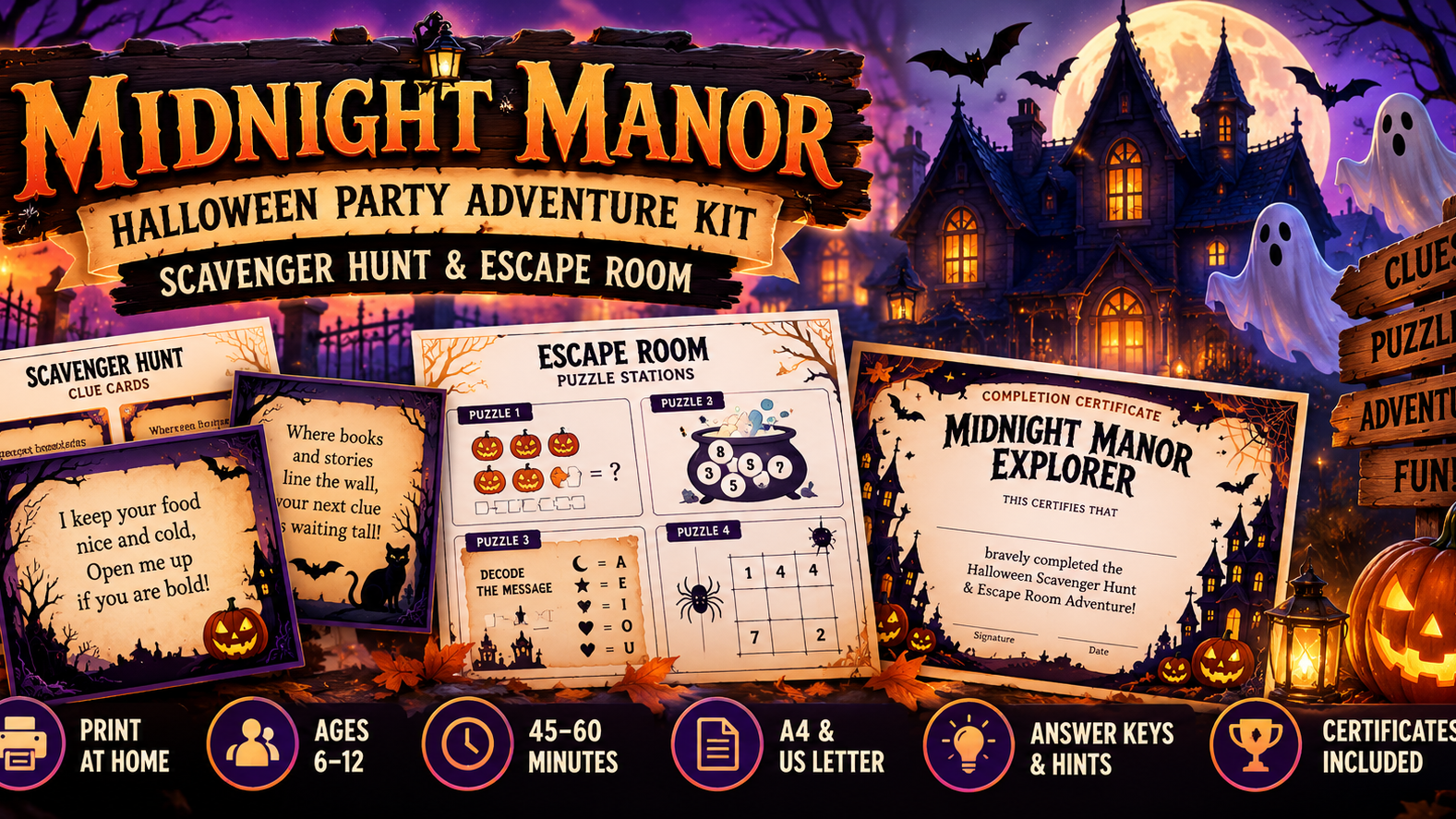Halloween Scavenger Hunt & Escape Room Kit