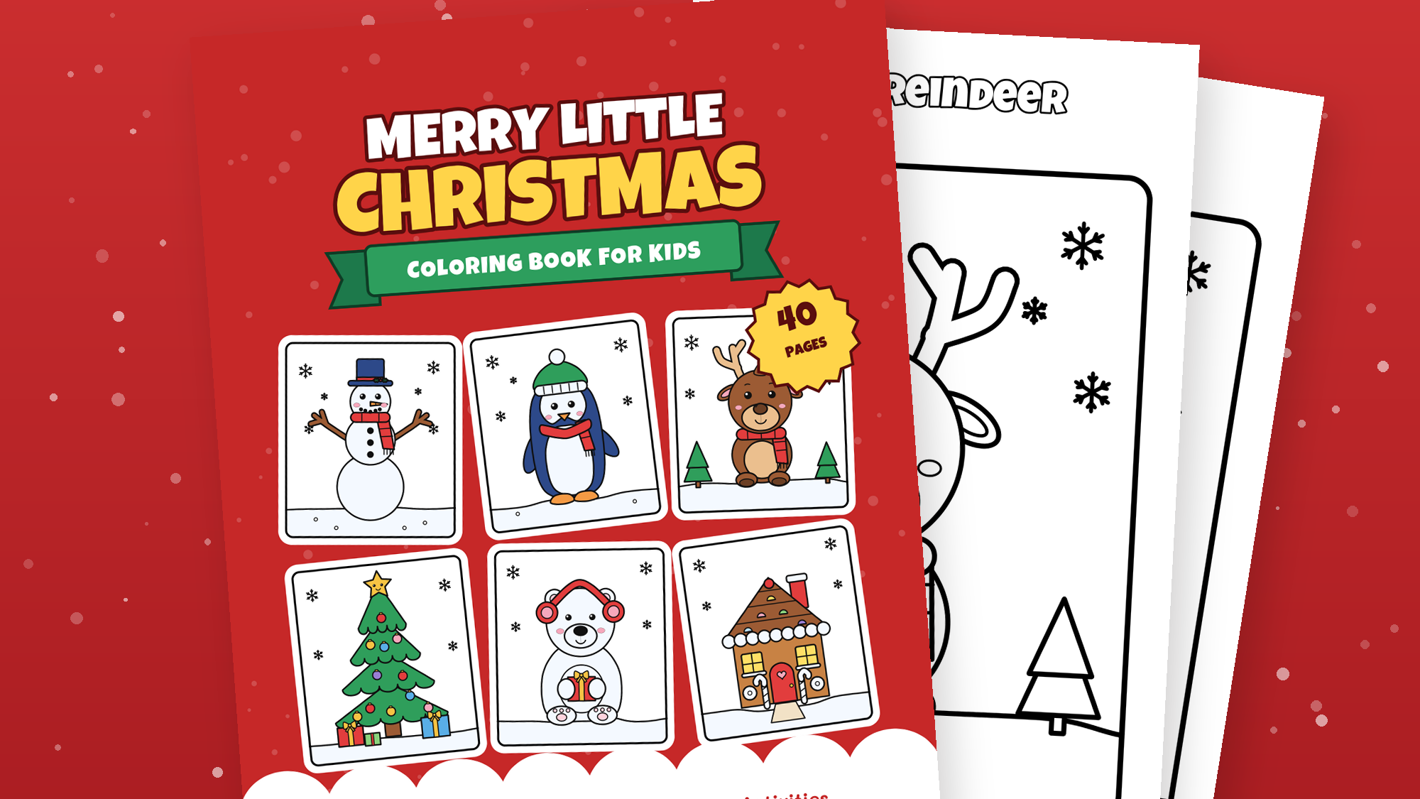 Merry Little Christmas Coloring Book for Kids (40 Pages, Ages 3-8)