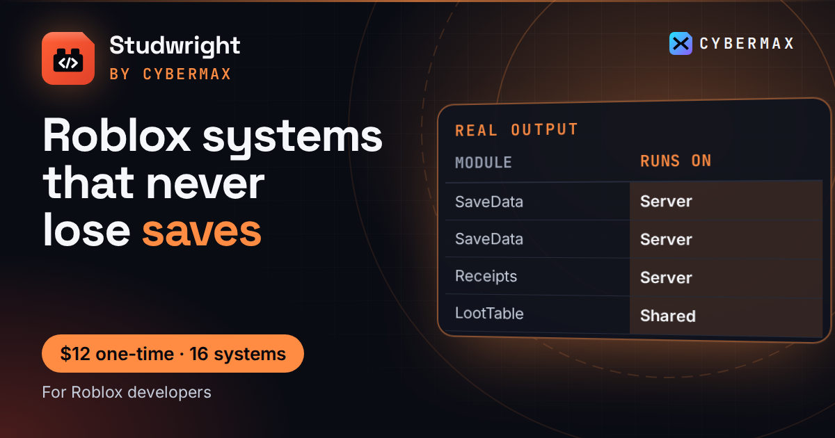Roblox Builder Bundle: 16 Luau systems, UI kit and 120 SFX