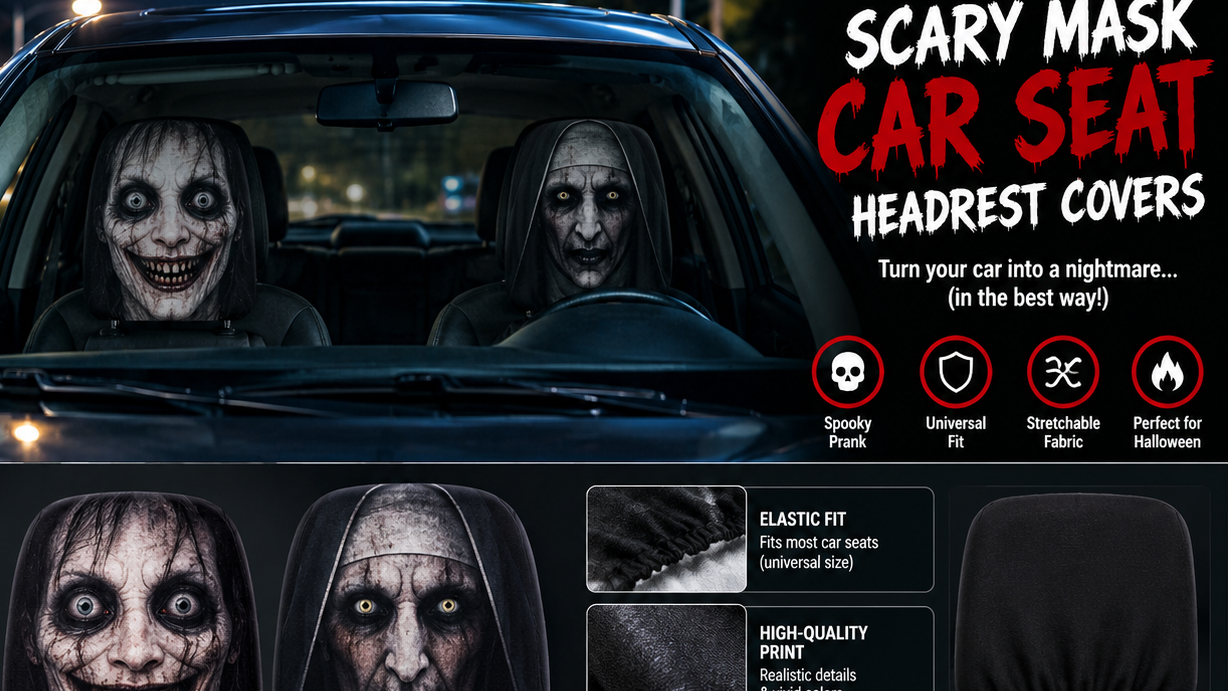 Scary Mask Car Seat Headrest Covers
