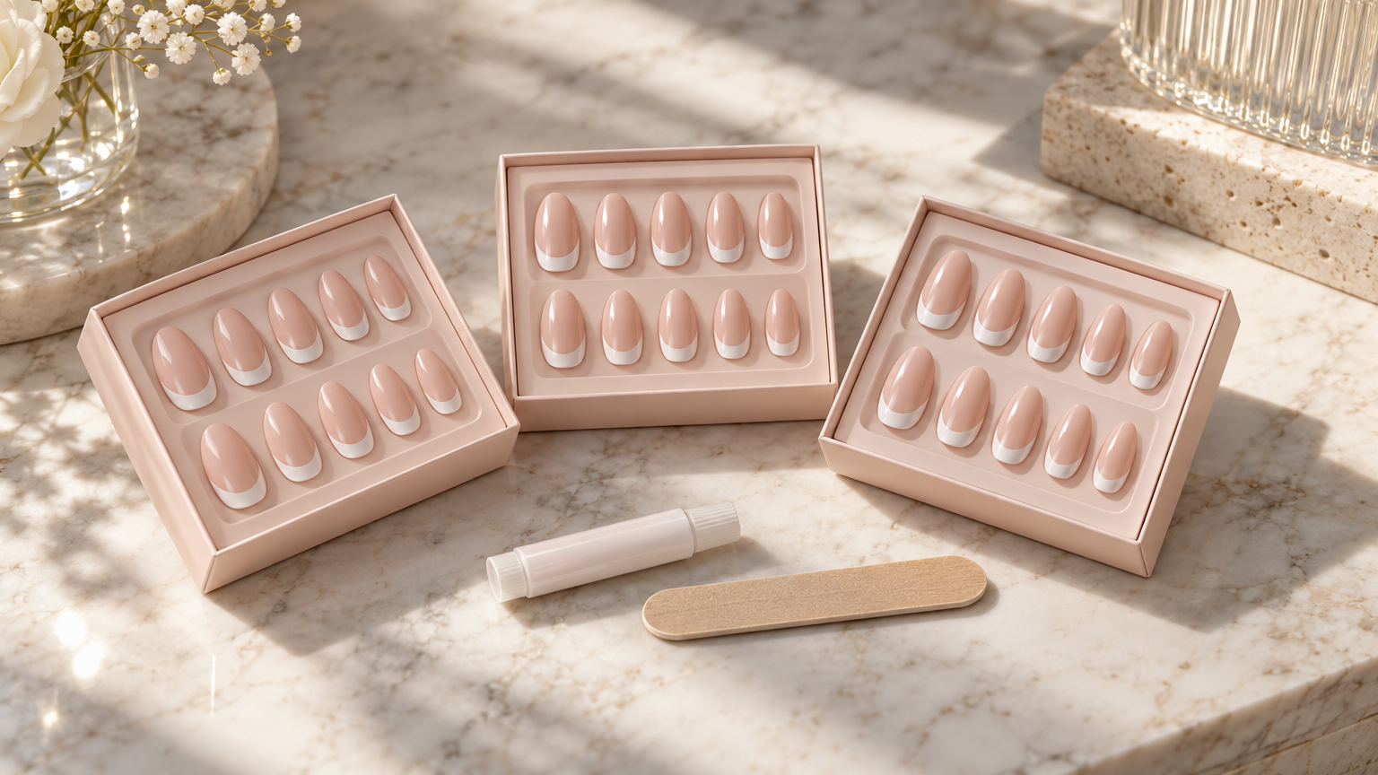 Soft Almond Press-On Trio