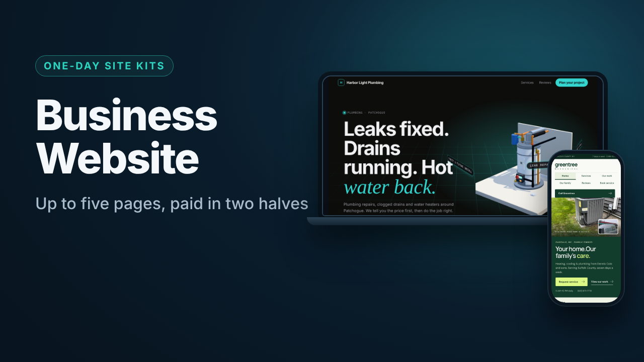 Business Website: 2 x $1,300