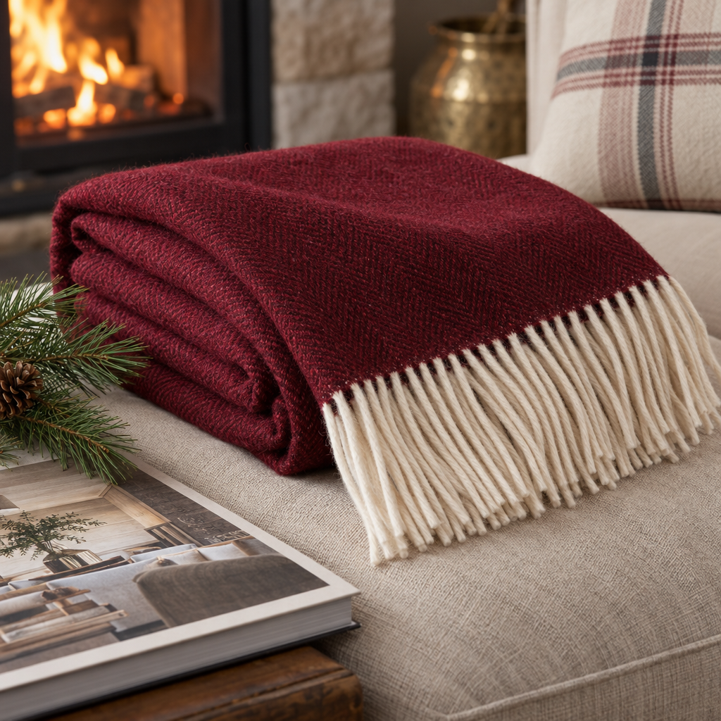 Cranberry Wool Throw