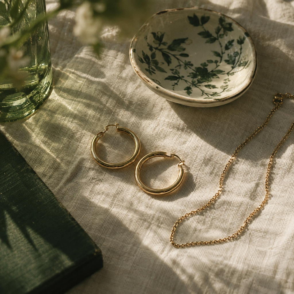 Gold Hoop and Chain Set