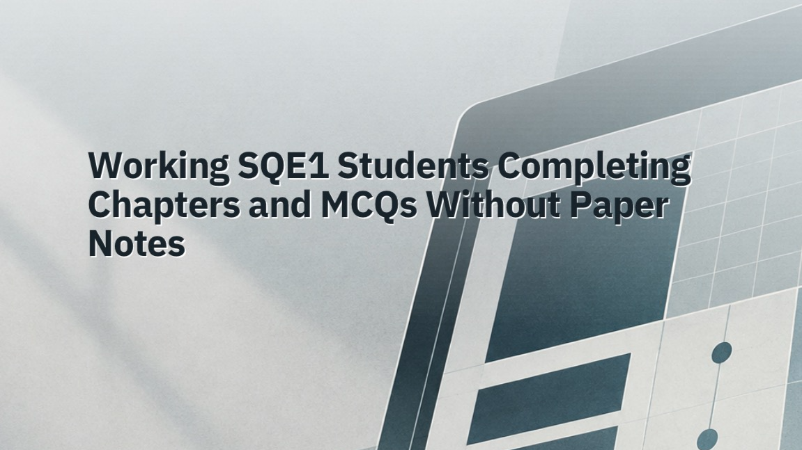 Working SQE1 Students Completing Chapters and MCQs Without Paper Notes