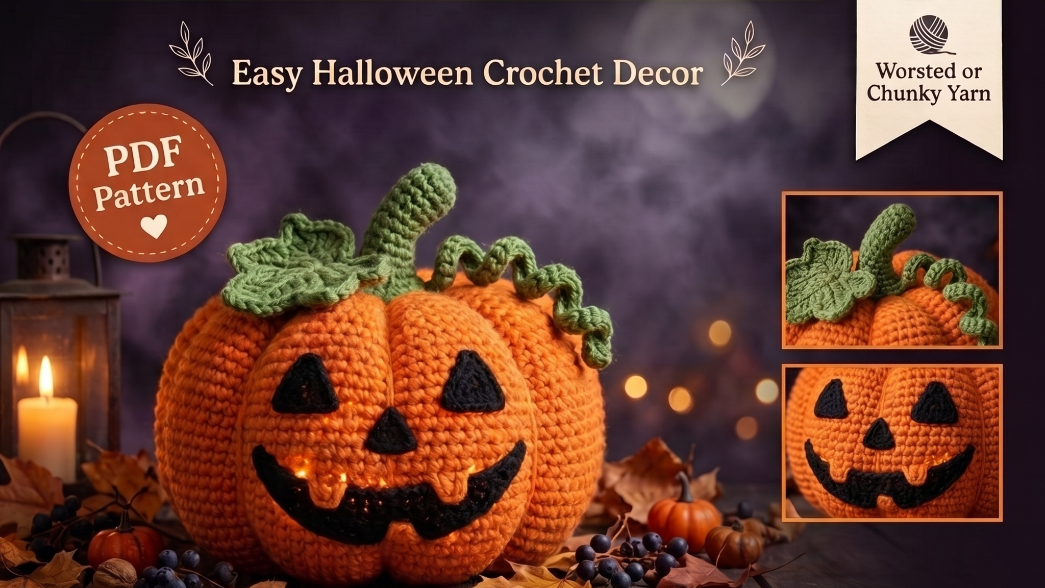 Big Spooky Pumpkin Crochet Pattern Beginner PDF