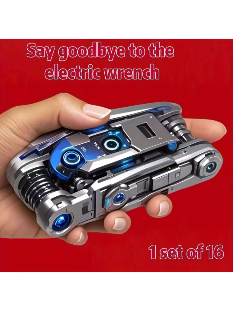 16-in-1 Socket Wrench Set, Non-Slip Rotating Head