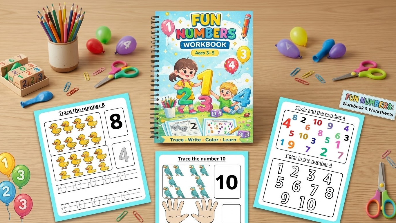 Fun Numbers Workbook 1-10: Trace & Count for Kids