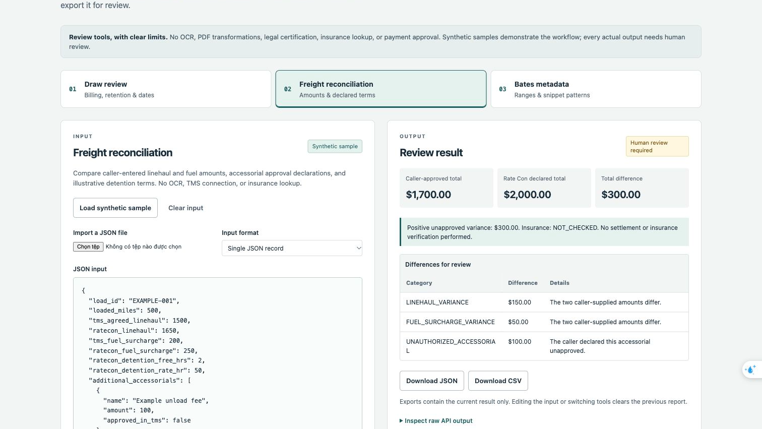 B2B JSON Workbench — 3 Tools