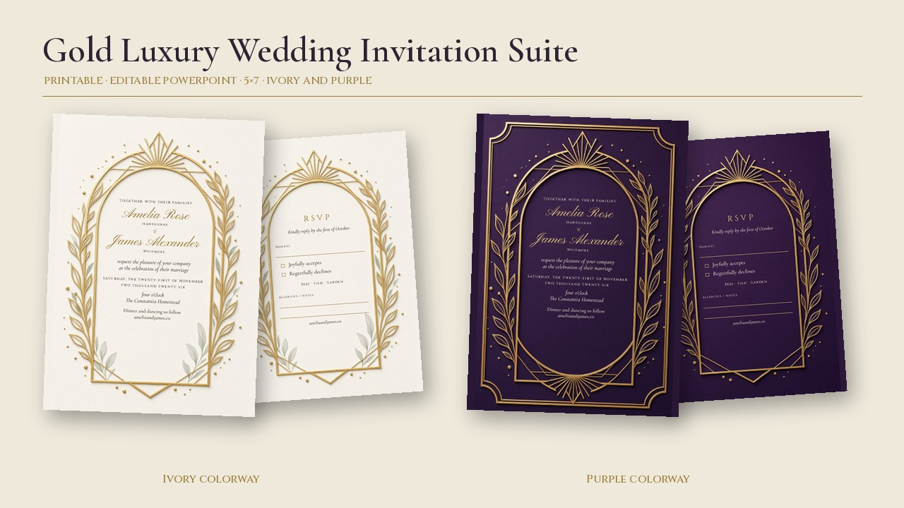 Wedding Invitation Suite Gold Luxury