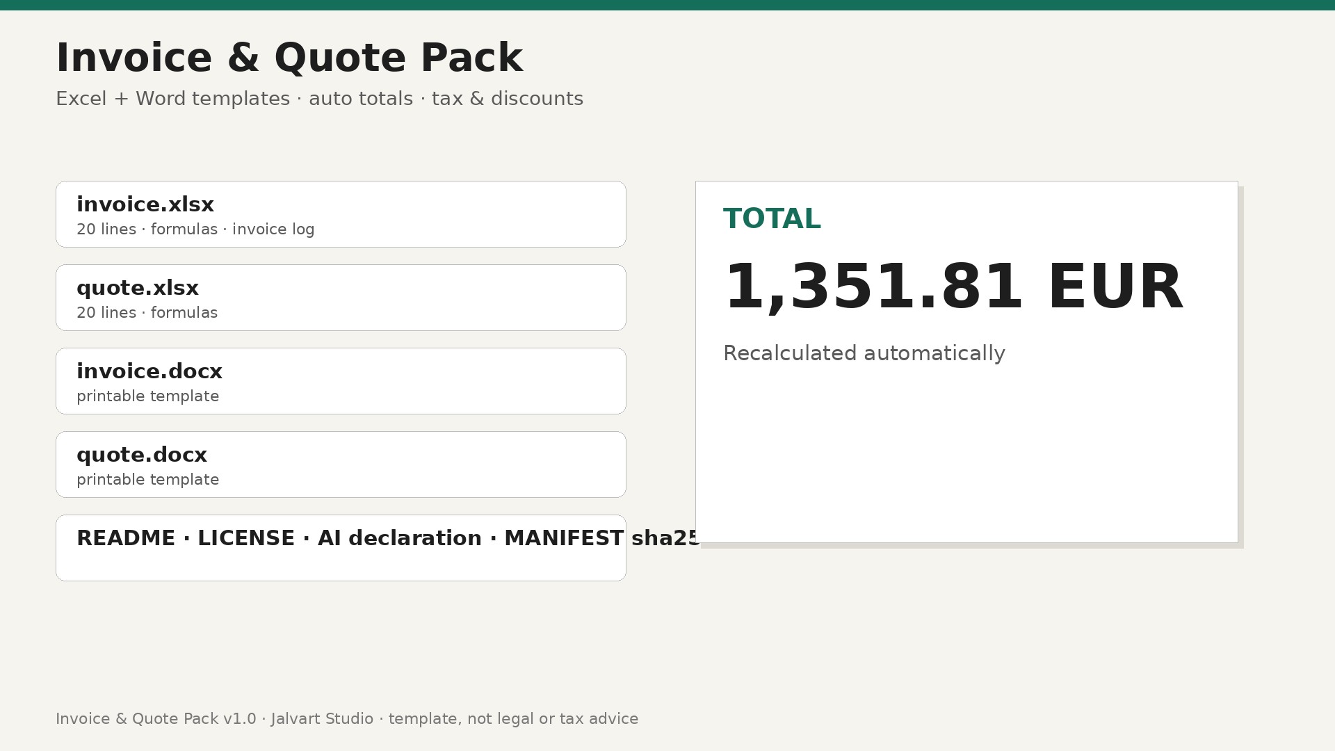 Invoice & Quote Pack — Excel + Word Templates