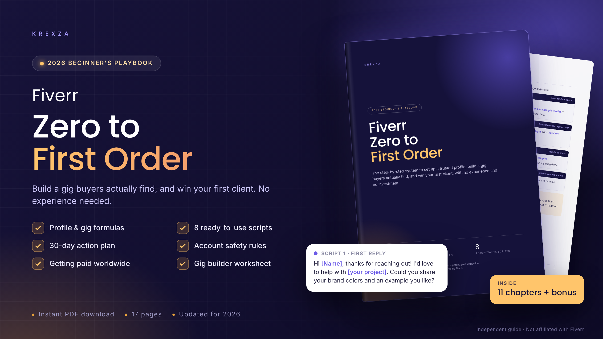 Fiverr Zero to First Order: 2026 Beginner's Playbook + Scripts & 30-Day Plan