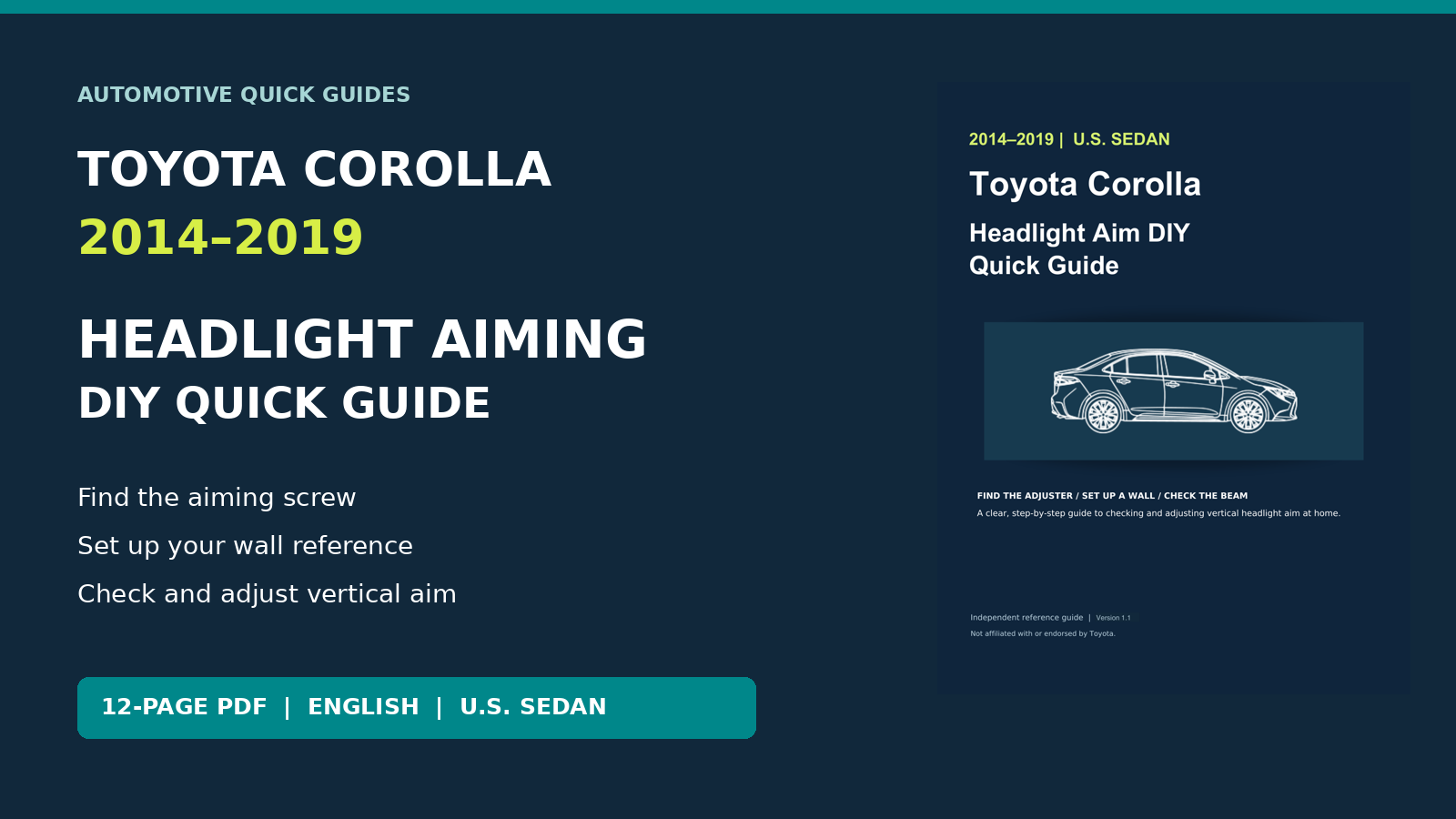 2014–2019 Toyota Corolla Headlight Aiming — DIY PDF Guide