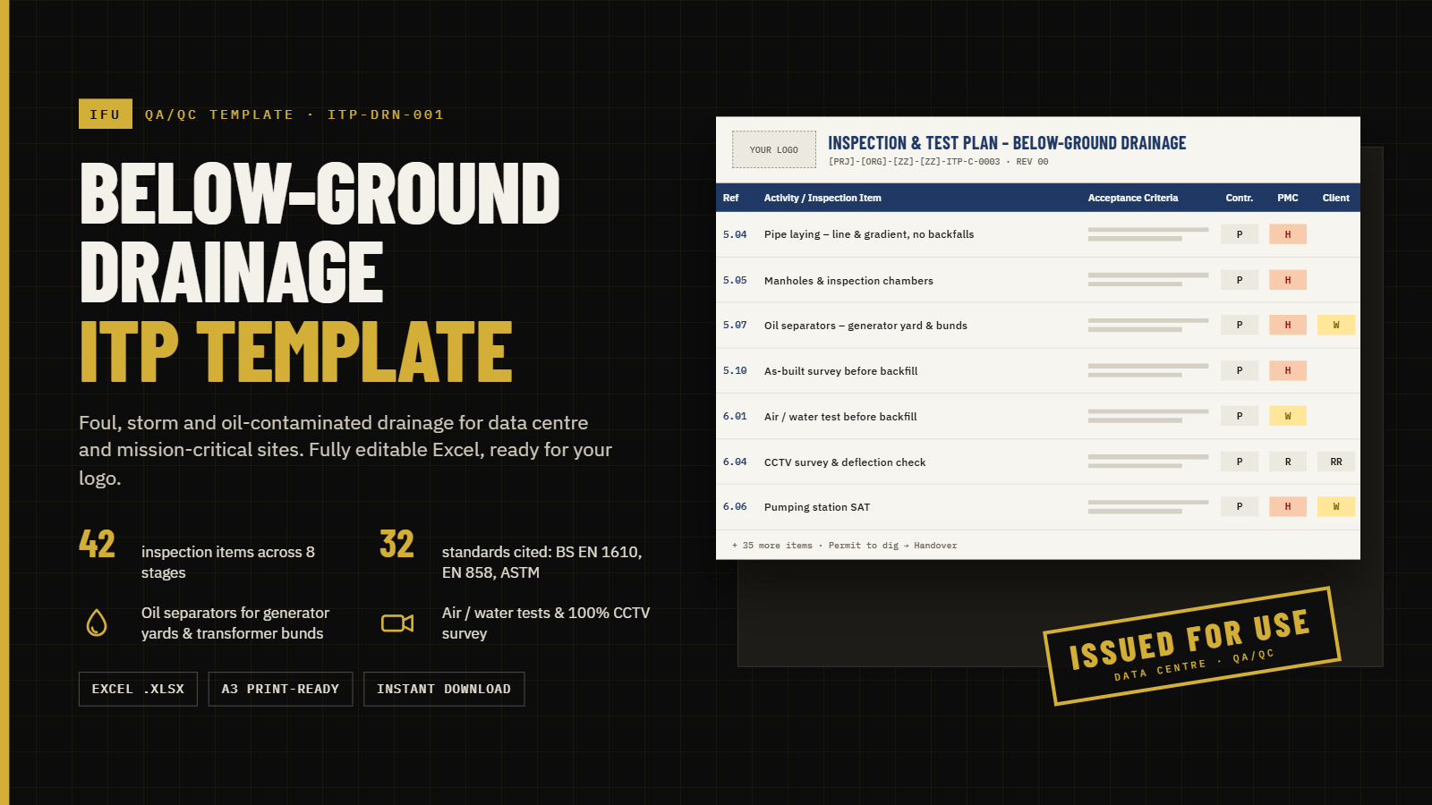 Below Ground Drainage ITP Template