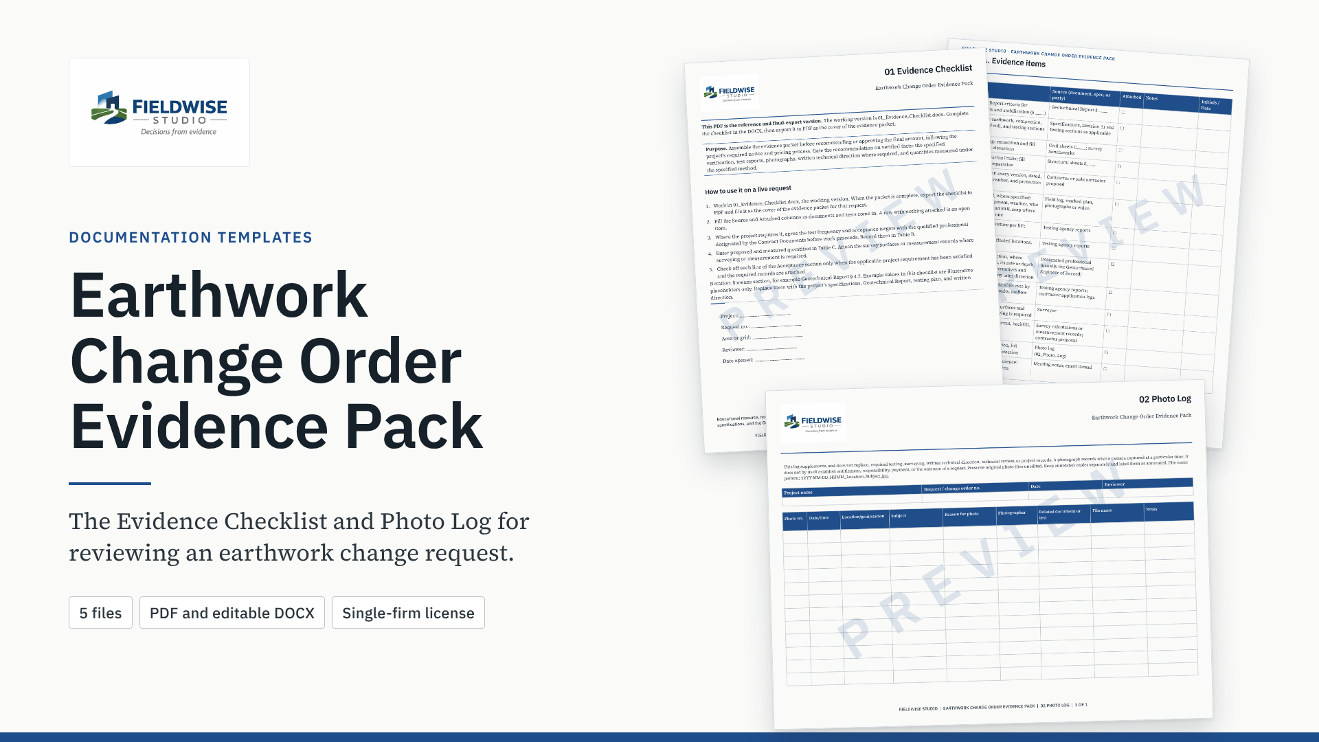 Earthwork Change Order Evidence Pack
