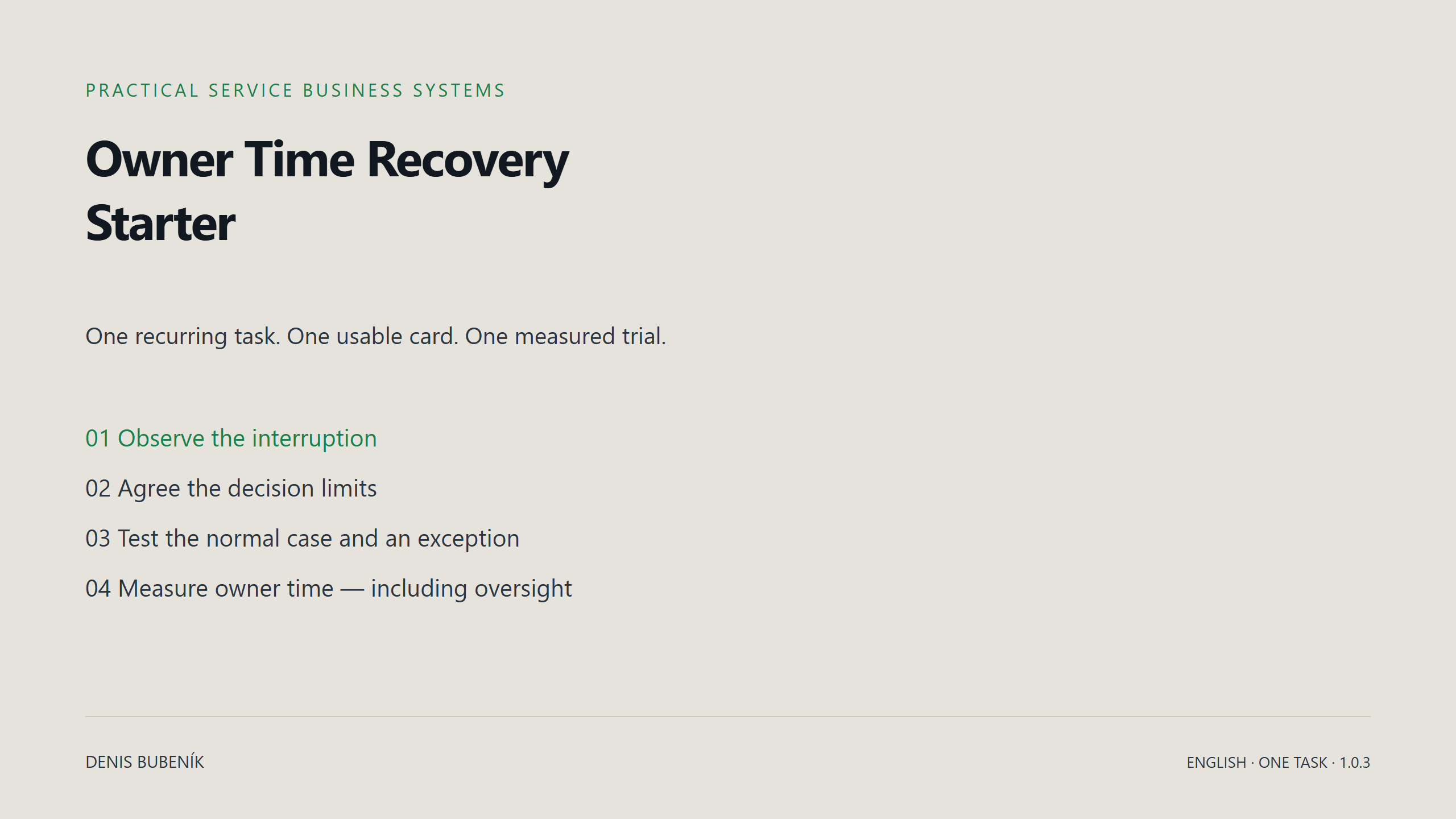 Owner Time Recovery Starter