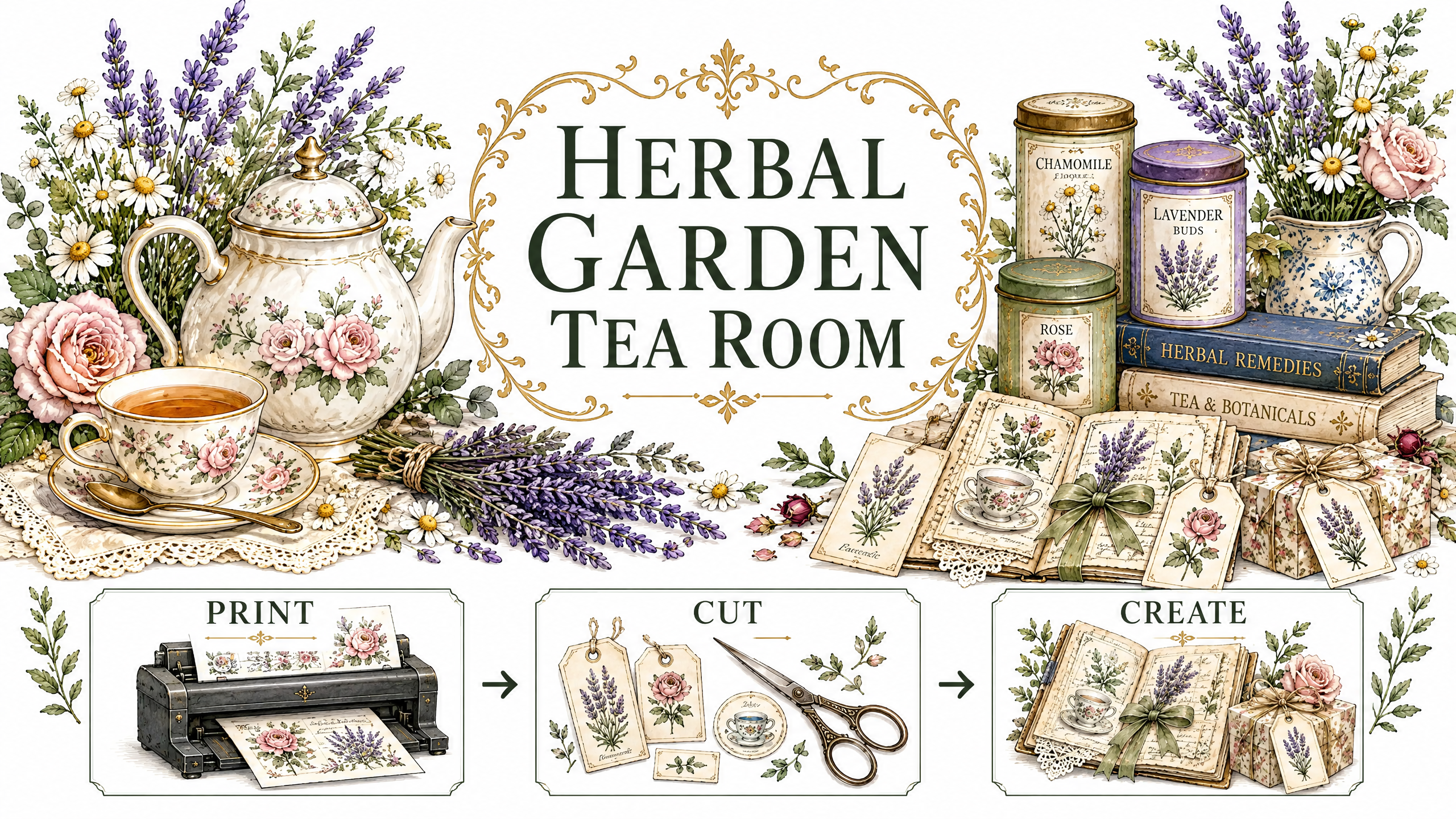 Herbal Garden Tea Room Printable Kit