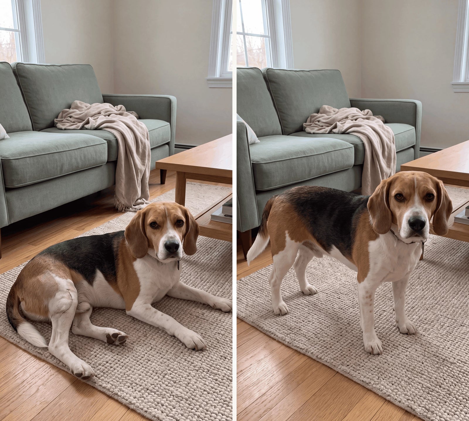 Nature's Paw reference: before and after photos of Karen W.'s beagle