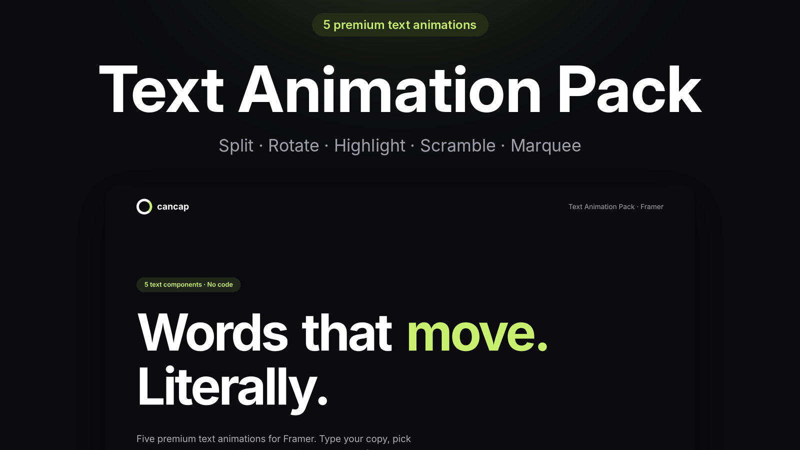 Text Animation Pack — 5 Premium Framer Text Effects