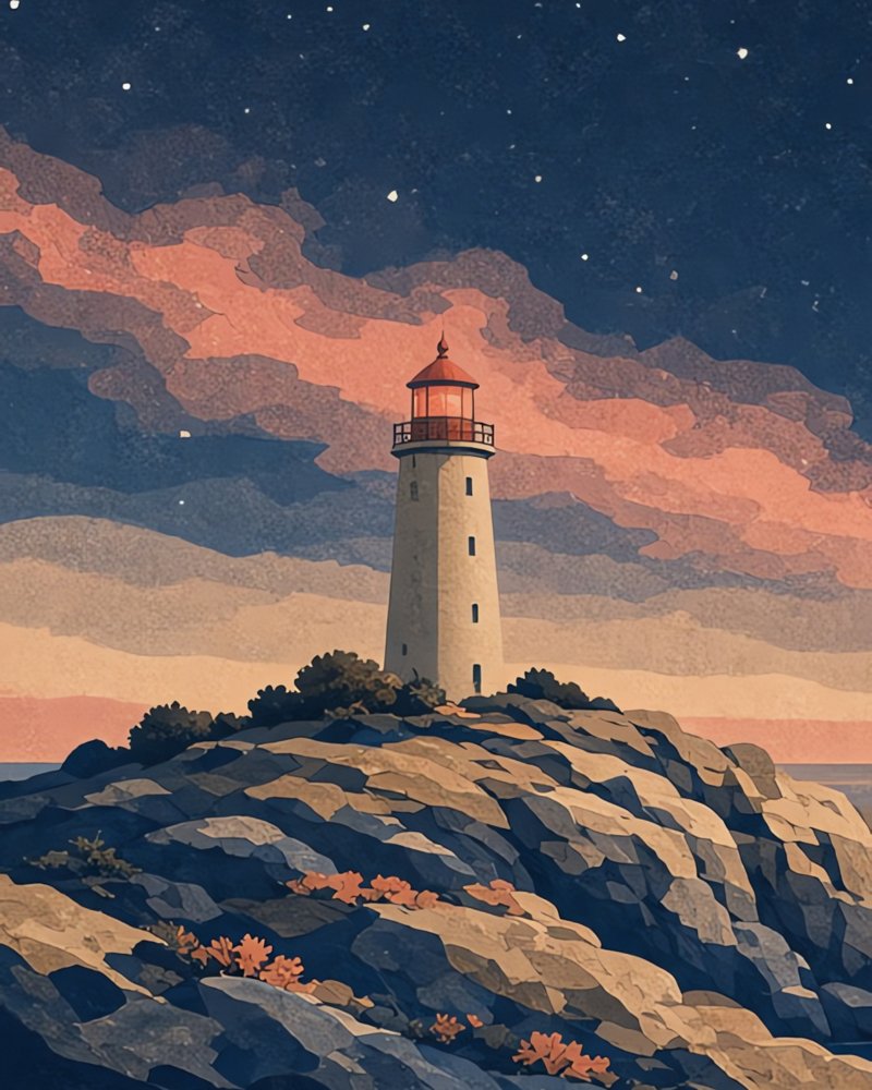 Lighthouse Stars – Printable Poster (Digital Download)