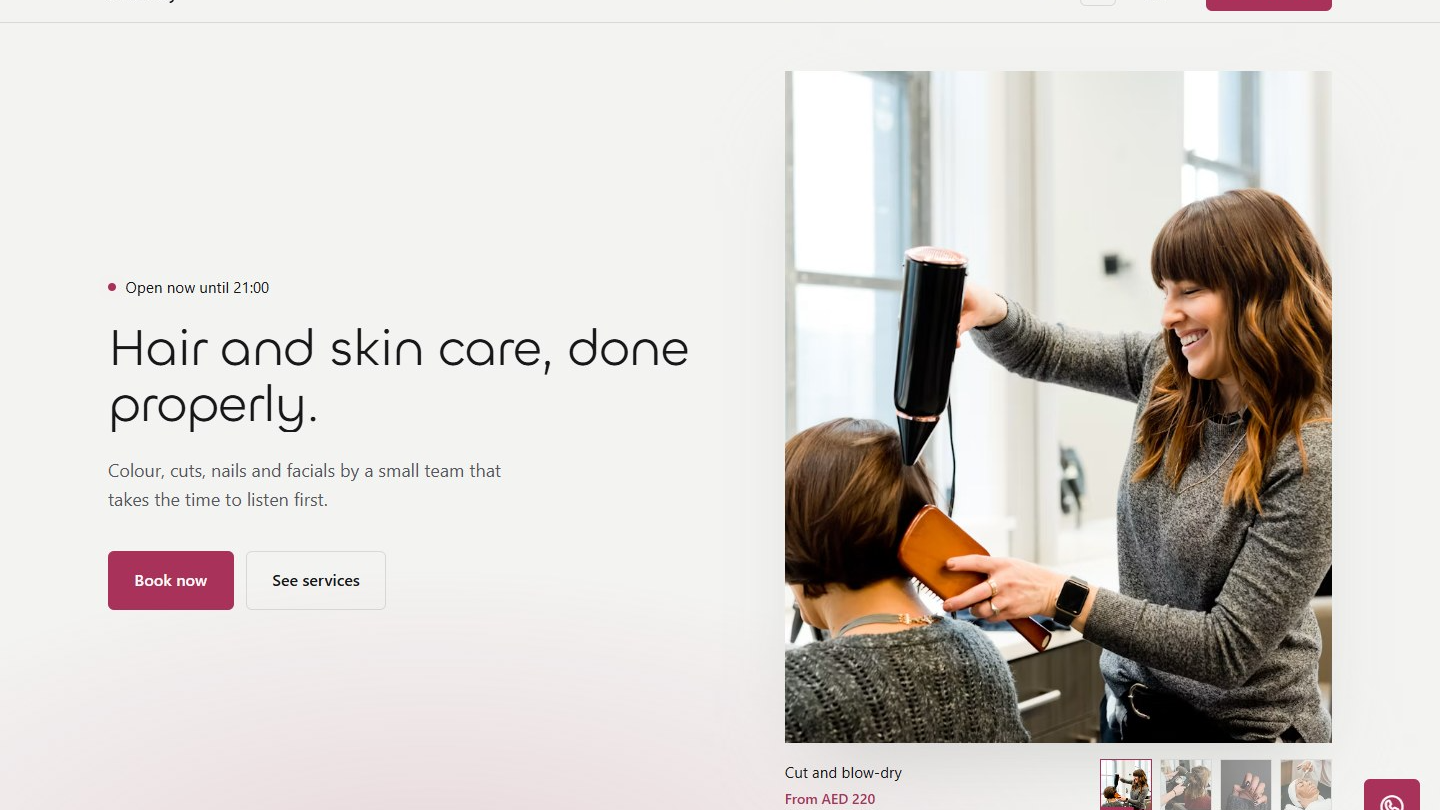 Salon Website Template: English + Arabic, WhatsApp Booking Builder