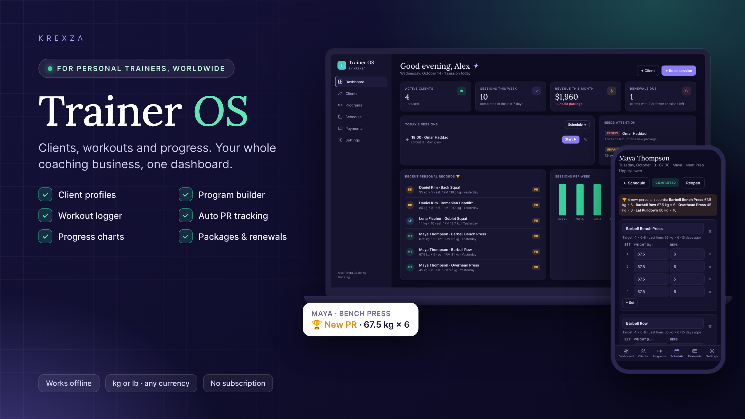 Trainer OS — Personal Trainer Client & Workout Dashboard