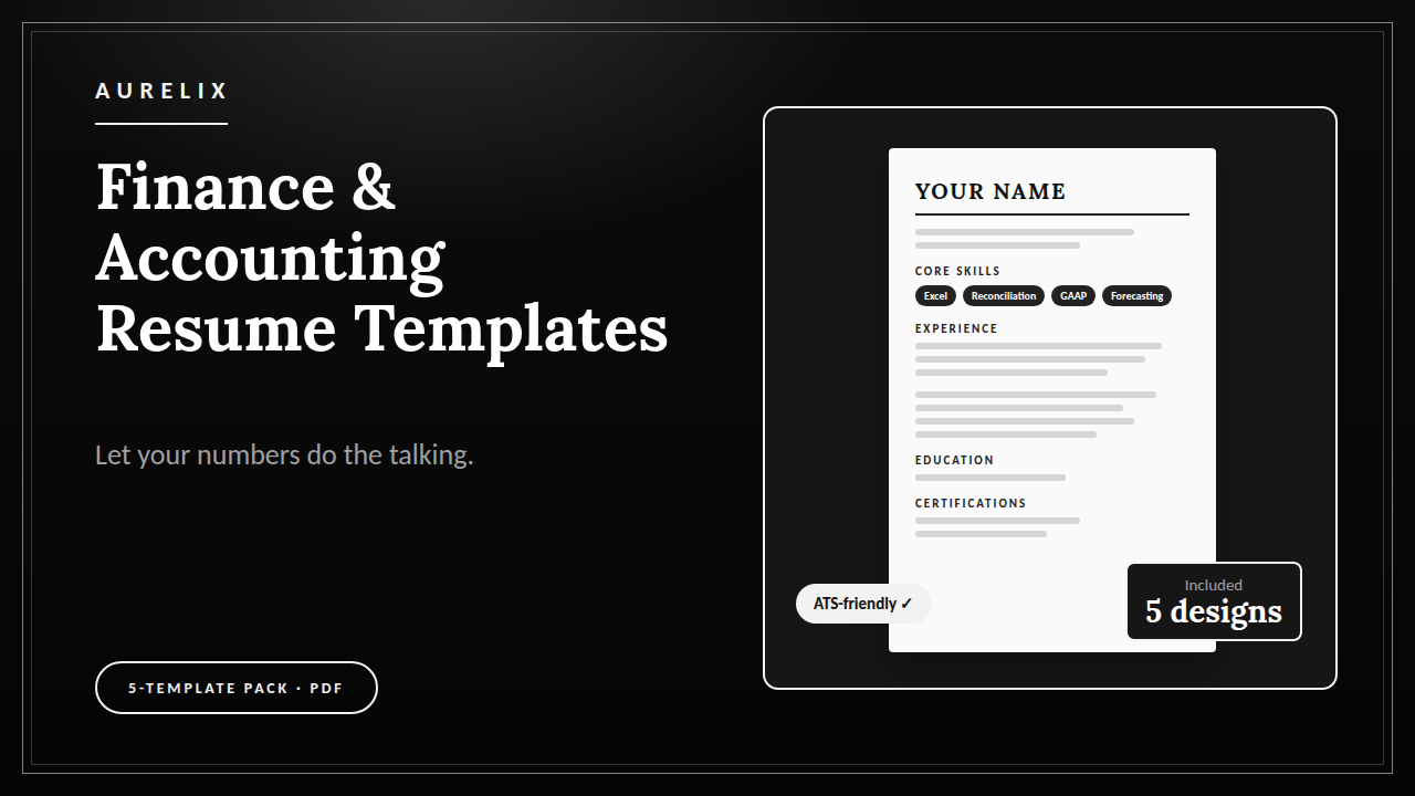 Finance & Accounting Resume Templates | AURELIX