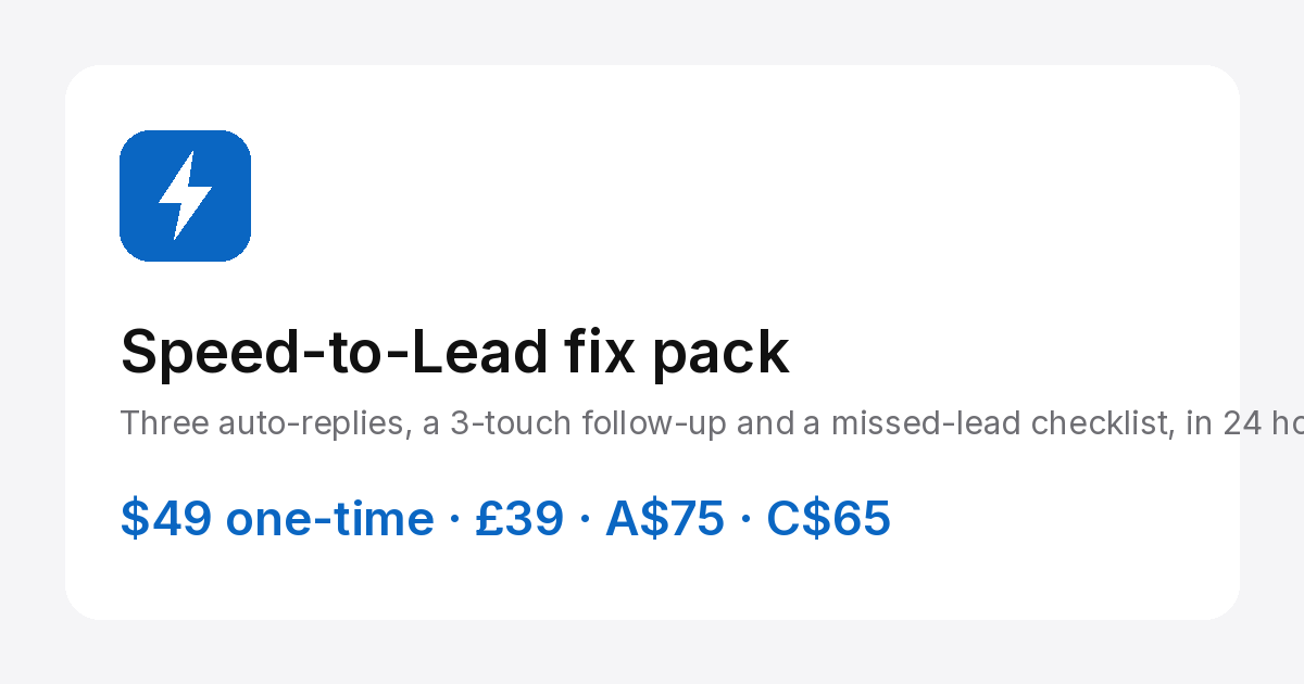 Speed-to-Lead fix pack