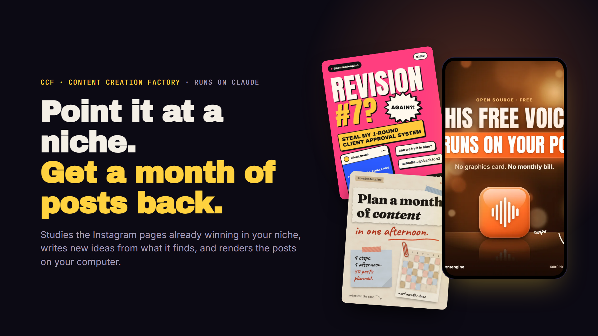 CCF: Content Creation Factory (runs on Claude)